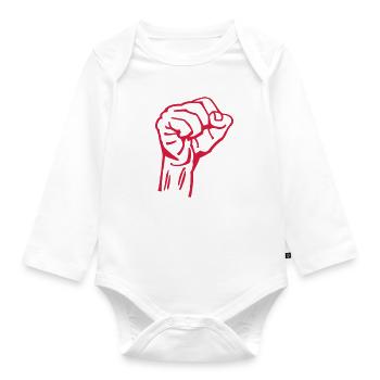Geballte Faust - Baby Bio-Langarm-Body - Weiß - Vorne