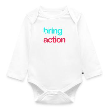 Bring the action! Meme Print - Organic Longsleeve Baby Bodysuit - white - Front