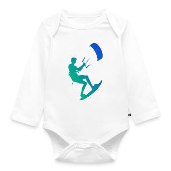 Kiting Men Women Kite Kitesurf Kitesurfing - Organic Longsleeve Baby Bodysuit - white - Front