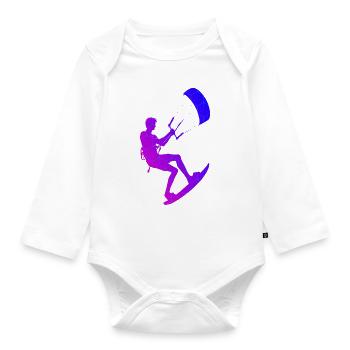 Kiting Kitesurfer Kite Kitesurf Kitesurfing - Organic Longsleeve Baby Bodysuit - white - Front