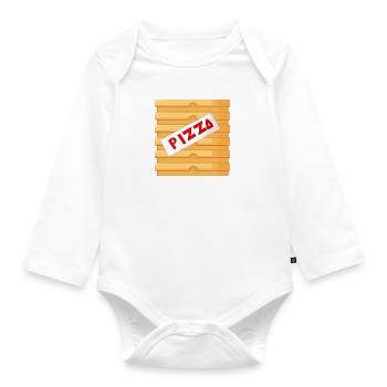 Pizza Pizza Box Pizza Supplier - Organic Longsleeve Baby Bodysuit - white - Front