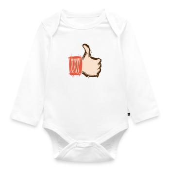 Pouce levé, pouce baissé, emoji dessiné à la main - Body Bébé bio manches longues - blanc - Devant