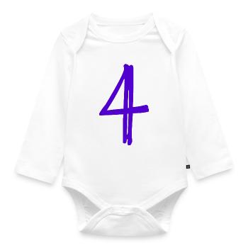 4 YEARS. 4th ANNIVERSARY. BIRTHDAY 4 YEARS. BIRTHDAY - Organic Longsleeve Baby Bodysuit - white - Front