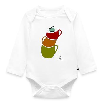Katze in der Tasse - Baby Bio-Langarm-Body - Weiß - Vorne