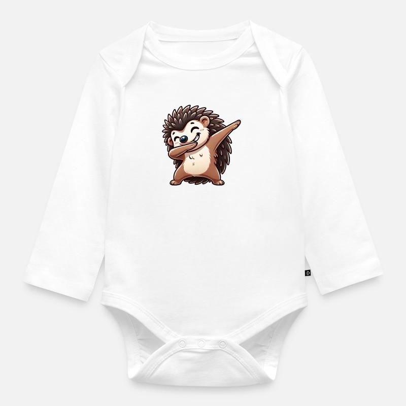 Cool hérisson dessin animé Dab Dabbing Danse - Body Bébé bio manches longues - blanc