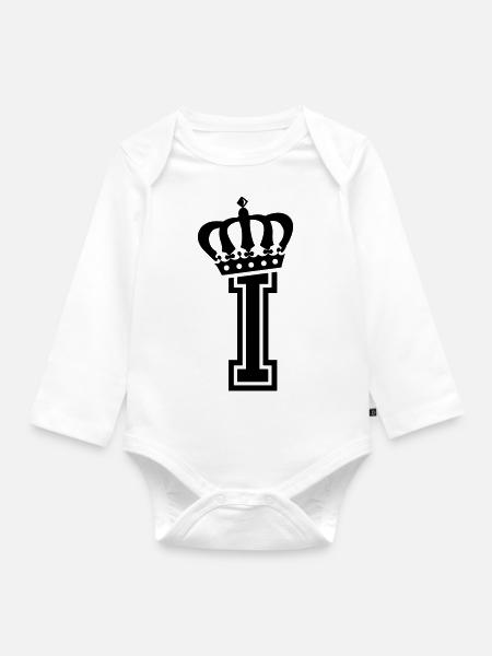 Buchstabe I - Baby Bio-Langarm-Body - Weiß