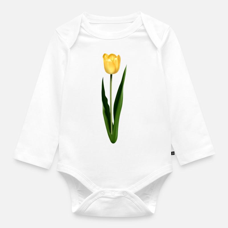 tulipe jaune - Body Bébé bio manches longues - blanc