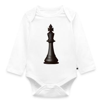 König Schach Figur - Baby Bio-Langarm-Body - Weiß - Vorne