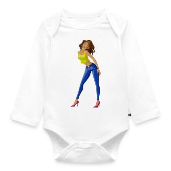 ballerina ballett dance dancer tanz taenzer yoga60 - Baby Bio-Langarm-Body - Weiß - Vorne