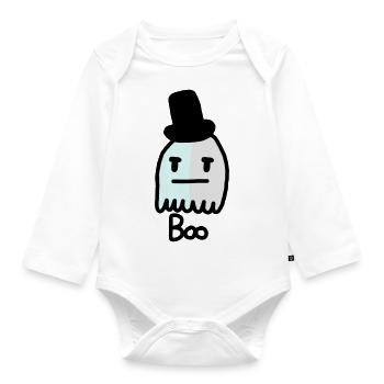 cute ghost - Organic Longsleeve Baby Bodysuit - white - Front