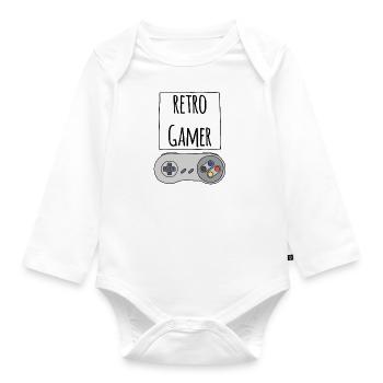 Gamer Retro S - Baby Bio-Langarm-Body - Weiß - Vorne