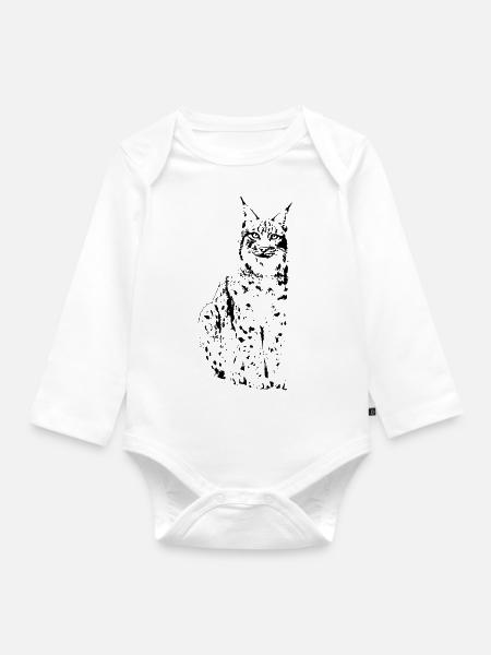 luchs lynx cougar wild cat katze raubtier löwe - Baby Bio-Langarm-Body - Weiß