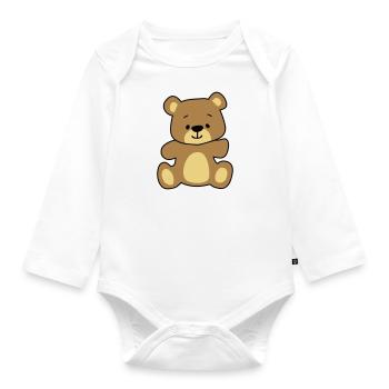 Teddybär - Baby Bio-Langarm-Body - Weiß - Vorne