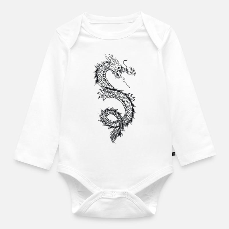 Dragon chinois - Body Bébé bio manches longues - blanc