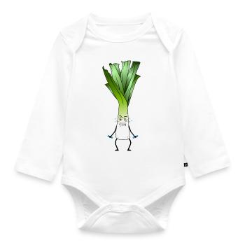 Leek - The biceps - Organic Longsleeve Baby Bodysuit - white - Front