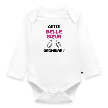 Sister in law Brother Schwester Belle Soeur Frère - Organic Longsleeve Baby Bodysuit - white - Front