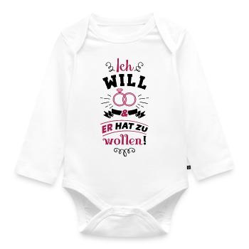 ich will er hat zu wollen ringe - Baby Bio-Langarm-Body - Weiß - Vorne