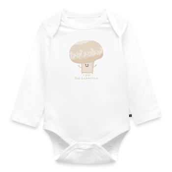 Funny mushroom is the master - Organic Longsleeve Baby Bodysuit - white - Front