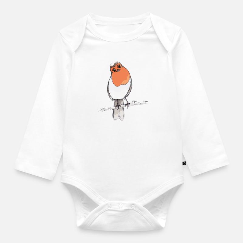 Vogel - Baby Bio-Langarm-Body - Weiß