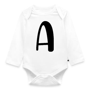 Letter a - Organic Longsleeve Baby Bodysuit - white - Front
