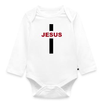 Jesus Kreuz Jesus - Baby Bio-Langarm-Body - Weiß - Vorne