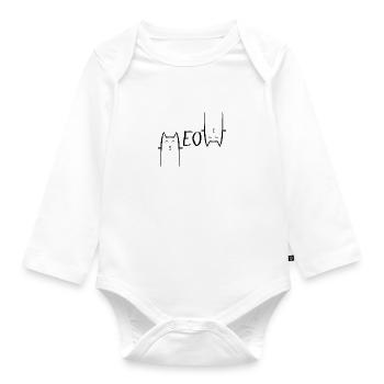 Cat Meow - Organic Longsleeve Baby Bodysuit - white - Front