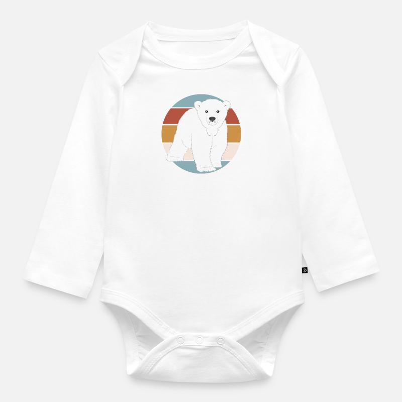 Retro Eisbär - Baby Bio-Langarm-Body - Weiß