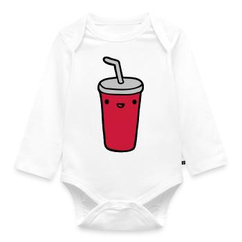 Cola Becher Restaurant - Baby Bio-Langarm-Body - Weiß - Vorne