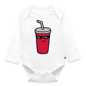 Pixel Sonnenbrille Cola - Baby Bio-Langarm-Body - Weiß - Vorne