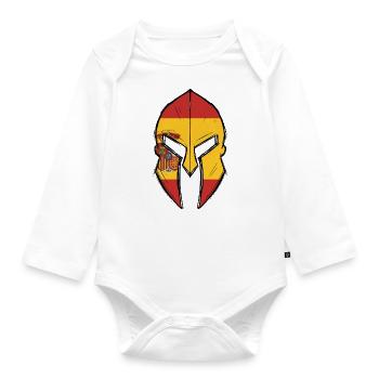 Drapeau de l’Espagne en casque spartiate - Body Bébé bio manches longues - blanc - Devant