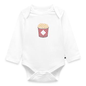 Popcorn comme thérapie ironique disant manger du - Body Bébé bio manches longues - blanc - Devant