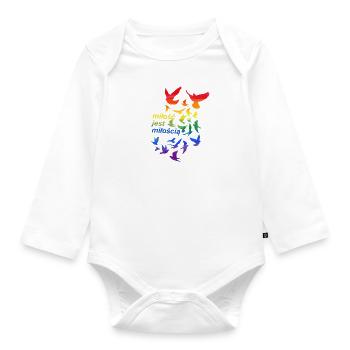 miłość jest miłością, love, tauben,,graffiti,lgbt - Baby Bio-Langarm-Body - Weiß - Vorne