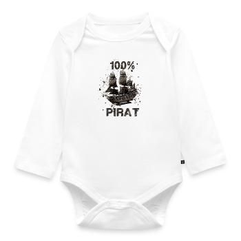 segelschiff,Schiff,Boot,Graffiti, 100% pirat - Baby Bio-Langarm-Body - Weiß - Vorne