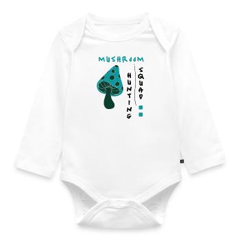 Healthy Mushrooms Nature Wildlife Mushroom Hunter - Organic Longsleeve Baby Bodysuit - white - Front