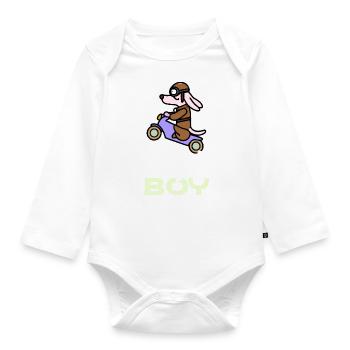 Fast Boy Teckel Chien Cadeau Wiener Dog - Body Bébé bio manches longues - blanc - Devant
