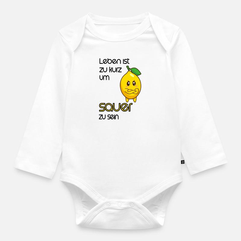 Zitrone Comic Lustig mit Spruch - Baby Bio-Langarm-Body - Weiß