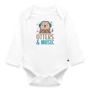 Loutres et notes de musique Musicien Rodent - Body Bébé bio manches longues - blanc - Devant