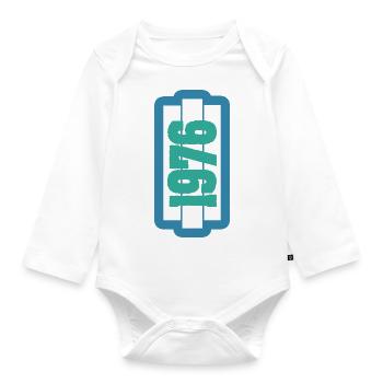 Jahr 1976 - Baby Bio-Langarm-Body - Weiß - Vorne
