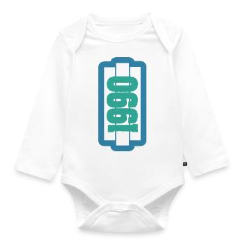 Jahr 1990 - Baby Bio-Langarm-Body - Weiß - Vorne