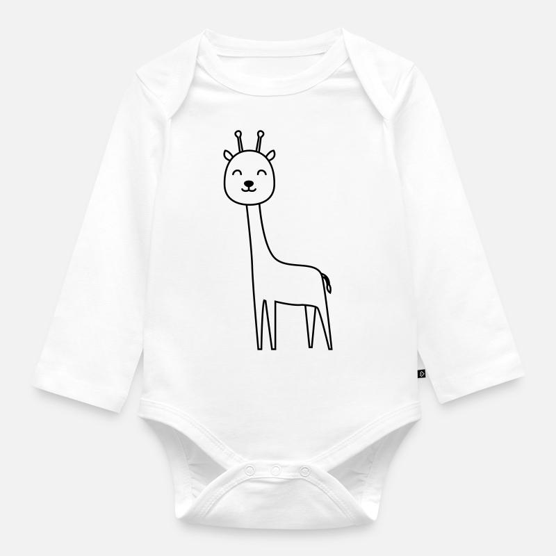 Girafe Comic Animal - Body Bébé bio manches longues - blanc