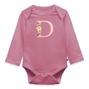 D Monogramm Floral - Baby Bio-Langarm-Body - Mauve - Vorne