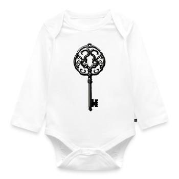 Schlüssel / Schloss / verschlossen / Sicherheit - Baby Bio-Langarm-Body - Weiß - Vorne