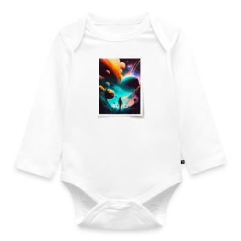 Kosmische Reise - Baby Bio-Langarm-Body - Weiß - Vorne