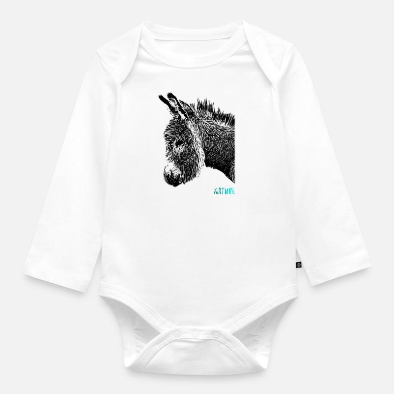 Âne - Body Bébé bio manches longues - blanc