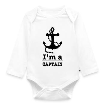 captain - Organic Longsleeve Baby Bodysuit - white - Front