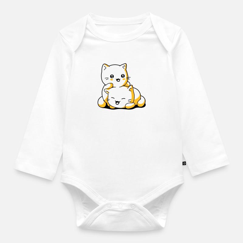Chatons kawaii chat - Body Bébé bio manches longues - blanc