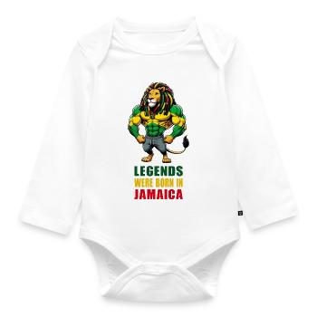 Jamaica lion reggae music - Organic Longsleeve Baby Bodysuit - white - Front