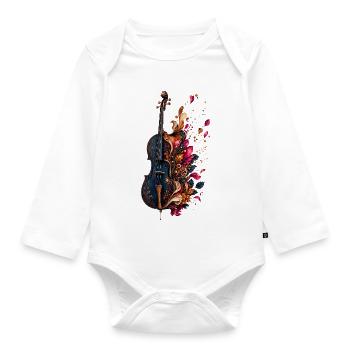 Barocke Blumengeige - Baby Bio-Langarm-Body - Weiß - Vorne