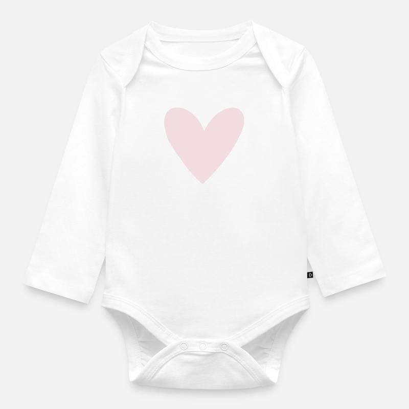Herz rosa - Baby Bio-Langarm-Body - Weiß