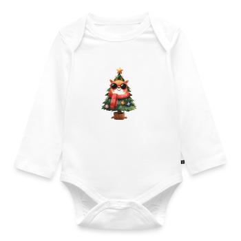 Renne cool dans le sapin de Noël avec écharpe - Body Bébé bio manches longues - blanc - Devant